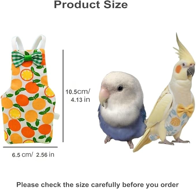 Bird Diapers for Parrot, Cockatiels Conure Monk Parakeets Pigeon, Reusable Parrot Nappy, Bird Clothes for Parrots (Yellow, M, Count, 6)