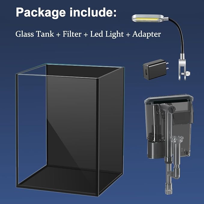 1.5 Gallon Fish Tank Starter Kits and 4pcs Replacement Filter Pad