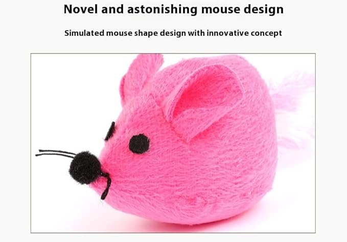 Catnip Mouse Toy, Long Tail Plush Mice for Cats, Interactive Hunting Toy for Indoor Cats, Colorful Soft Cat Toy with Catnip Inside (Pink)