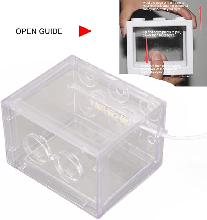 Mini USB LED Aquarium Fish Bowl Plastic Tank with White Light for Desk Tabletop Decor Energy-Saving Office Accent(Transparent)