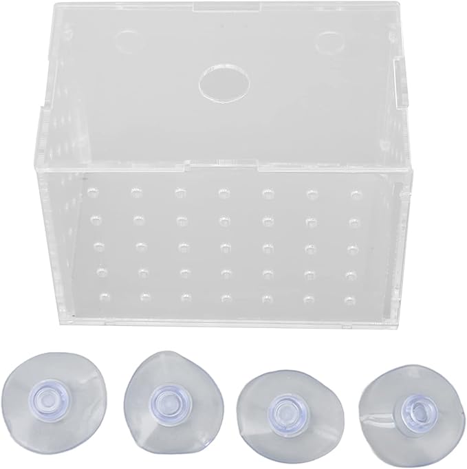 Fish Breeder Box, High Transparency Acrylic Hatchery Incubator Tank, Aquarium Fish Breeding Box with Suction Cups, Isolation Box for Baby Fishes Shrimp Clownfish, Easy to Observe a (11 * 7 * 8CM)