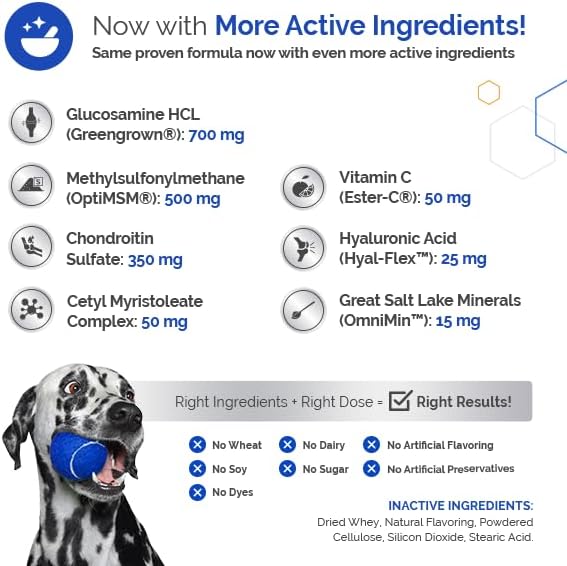 TopDog Health GlycanAid HA Advanced Joint Nutrition for Dogs (300 Chewable Tablets) Made in USA with USA Ingredients: Glucosamine HCL, Chondroitin, Hyaluronic Acid, MSM