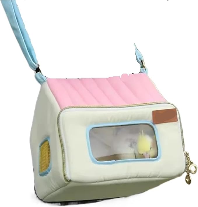 Bird Carrier Backpack - Breathable Sling for Small Pets Like Parrots, Hamsters, Hedgehogs, and Chipmunks(Pink)