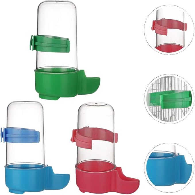 TEHAUX Parrot Water Bottle Automatic Drinker Bird Cage Feeder Small Birds Water Dispenser Easy Installation 4.7 Inch