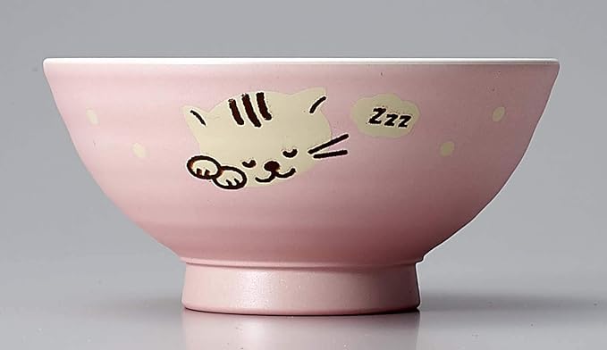 Sanyoshi 1148711 Rice Bowl, Pink, 8.1 fl oz (230 ml), Water Repellent, Cat Pink