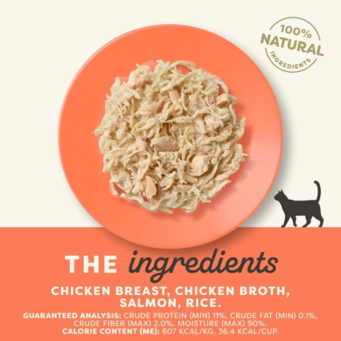Applaws Natural Wet Cat Food in Broth, Limited and Natural Ingredients, High Protein with No Artificial Additives, Chicken Breast & Salmon in Broth (10 x 2.12 oz Easy-Open Cups)