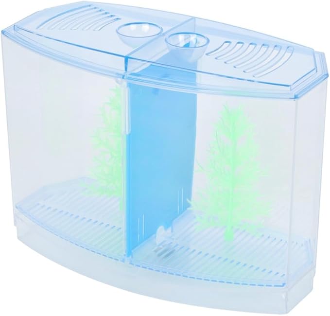 Mini Fish Breeding Box Acrylic Isolation Tank with Dirt Groove for Aquarium Fish Observation and Protection(Double)