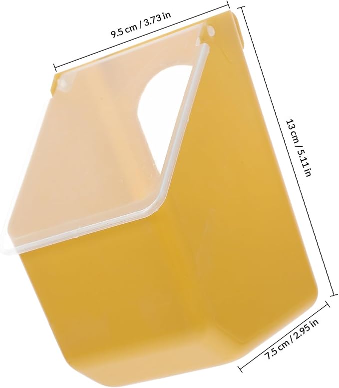 BESTonZON Cage Pigeon Feeder 2pcs Plastic Hanging Single Hole Bird Food Container with Lid for Parakeet Cage Accessories Small Bird Feeding Supplies