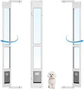 Dog Door for Sliding Glass Door with Magnetic Flat, Installed on Either Left or Right Side，Sliding Door Pet Doggie Door Insert with Lock, Adjustable Height No-Cut Required Doggy Door
