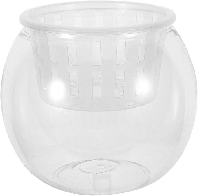 Desktop Micro Landscape Fish Bowl with Hydroponic Planter Basket, Plastic Betta Terrarium Bowl for Home Table Aquarium Accessories, Medium 110c Ecological Bottle