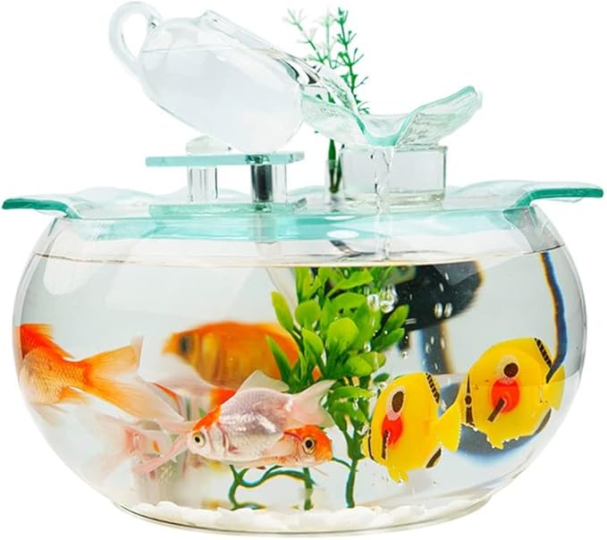 Fish Bowls Hydroponic Plant Container Goldfish Bowl Fish Tank Goldfish Flowing Water Ornament Glass Mini Desktop Home Living Room Aquarium Starter Kits Aquarium Entry Fish Tank (Color : A)