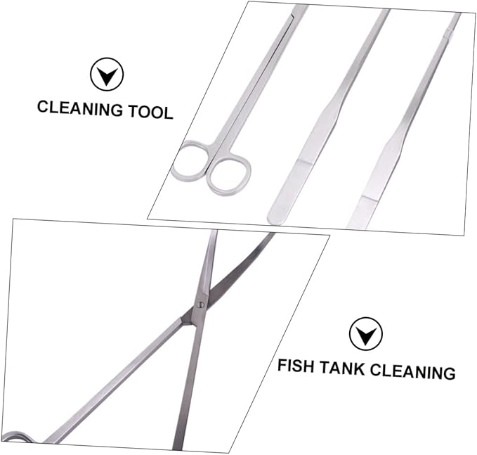 1Set Fish Tank Cleaning Kit Durable Cleaning Tools for Aquariums Includes Tweezers Spatula and Scissors Essential Cleaning Tools for Water Grass