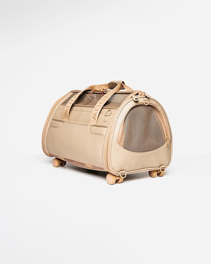 MOOR NYC Luxury Made Travel Bag. A Unique Pet Travel Bag Design for Dogs or Cats. TSA Approved (Cream Luxury Travel Bag)