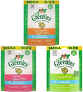 Greenies Feline Adult Natural Dental Care Cat Treats Bundle- Oven Roasted Chicken, Savory Salmon and Catnip Flavors, 4.6 oz. Pouches