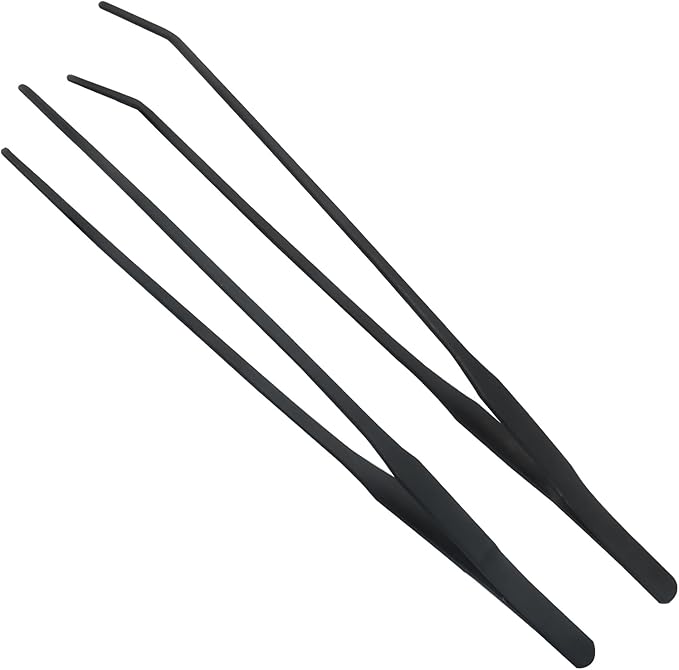 Zorfeter 2 PCS Extra Long Reptile Feeding Tongs, Stainless Steel Tweezers Rubber Tip, Long Terrarium Supplies for Bearded Dragon/Aquarium/Snake Tank(10.63 Inch)