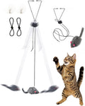 Self Play Hanging Door Cat Mouse Toy - Interactive Cat Toys for Indoor Cats - Fun Hunting Exercise for Bored Adult Cats & Kittens - Top Hanging Cat Toy for Indoor Play (Extended Package)