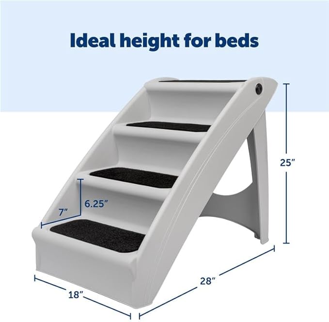 PetSafe CozyUp Folding Dog Stairs, Portable Indoor/Outdoor Pet Steps for Bed & Couch, Grey, 25 Inch