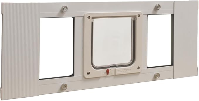Ideal Pet Products Aluminum Sash Window Pet Door, Adjustable to Fit Window Widths from 27" to 32", Cat Flap 6-1/4” x 6-1/4” Flap Size