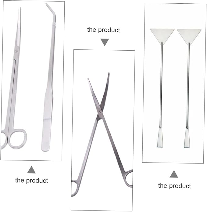 1set Fish Tank Cleaning Kit Aquarium Tools Straight Tweezers Curved Scissors Flat Shovel for Aquatic Plant Care and Gravel Cleaning