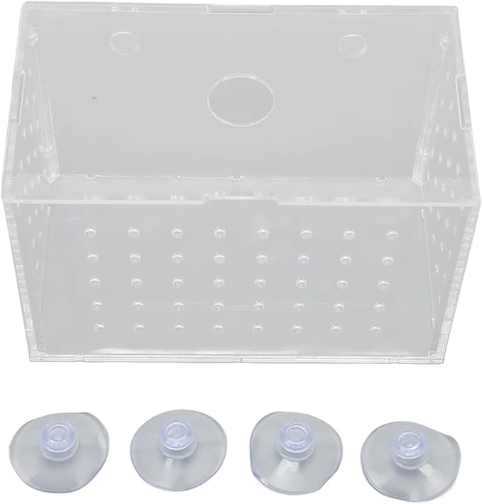 Fish Breeder Box, High Transparency Acrylic Hatchery Incubator Tank, Aquarium Fish Breeding Box with Suction Cups, Isolation Box for Baby Fishes Shrimp Clownfish, Easy to Observe a (14 * 8 * 9CM)
