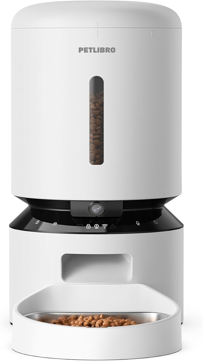 PETLIBRO Automatic Cat Feeder with Camera, 1080P HD Video with Night Vision, 5G WiFi Pet Feeder + 2-Way Audio, Low Food & Blockage Sensor, Motion & Sound Alerts for Cat & Dog Single Tray (Pack of 4)