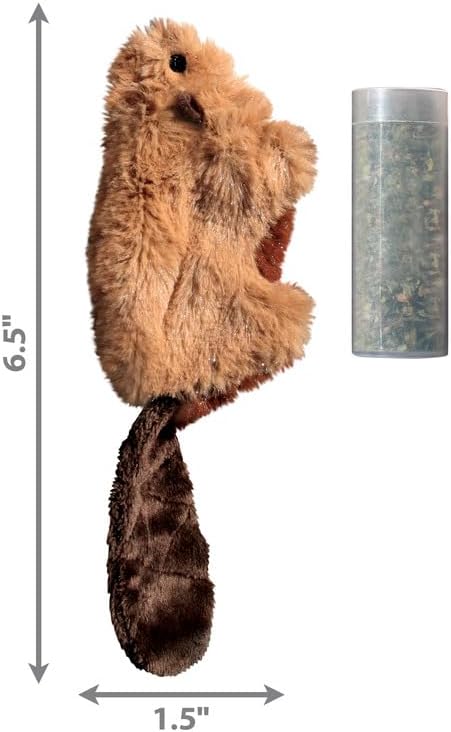 KONG Refillables Catnip Toys, Assorted 2-Pack – Plush Cat Toys with Refillable Catnip Pouch & Premium North American Catnip (Beaver and Rat)