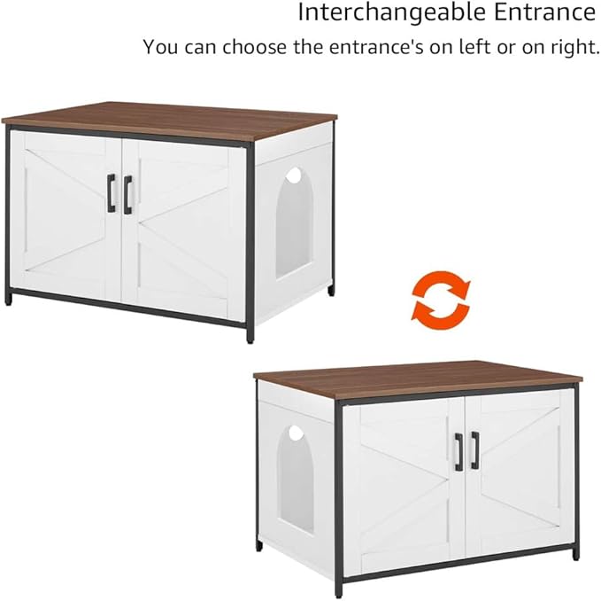unipaws Extra Large Cat Litter Box Enclosure Furniture with Top Opening, XL Washroom Bench for Cats with Removable Divider, Jumbo Automatic Litter Box Cover and Hidden Cat Box