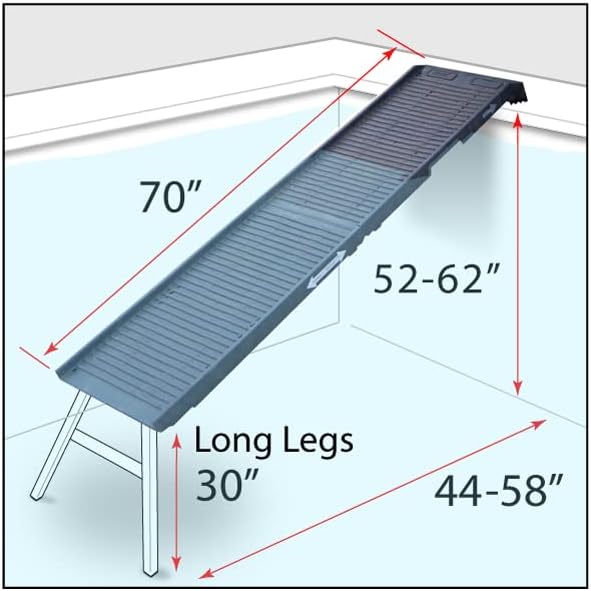 PetStep Dog Ramp for Pools (Long Legs, Graphite/Gray)
