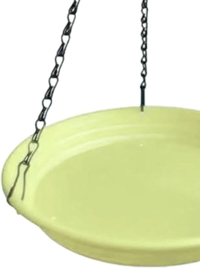 Hanging Bird Feeder and Waterer Tray Water Feeding Bowl Garden Decor with Chains Sturdy Birds Water Station for Backyard Yard, Yellow