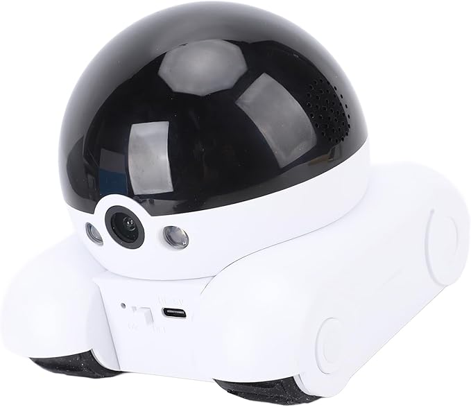 Pomya Home Camera Robot on Wheels, 1080P Double Lens Movable Pet Camera, App Remote Control, One Key Following Shots, Two Way Talking for Family Use