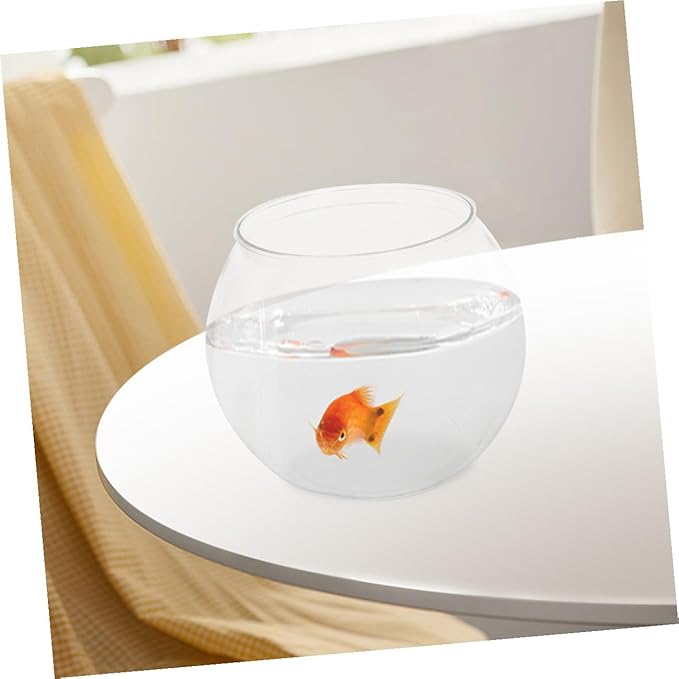 BESPORTBLE Tabletop Fish Tank Globe - Shatterproof Transparent Plastic Fish Bowl for Betta, Goldfish, and Turtles - 5.90 X 5.90 X 5.11 Inch, Ideal for Office and Home Decor