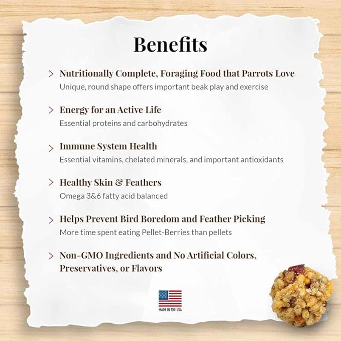 LAFEBER'S Pellet-Berries Pet Bird Food, Made with Non-GMO and Human-Grade Ingredients, for Parrots (10 oz Pack of 2)