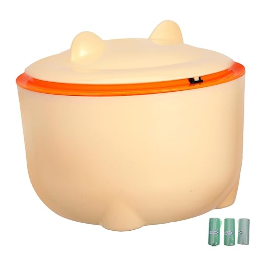 TOYANDONA Sealed Pet Litter Trash Can with Lid and 90pcs Drawstring Bags, Plastic Waste Bin for Cat and Dog Litter, Closed Desktop Garbage Container for Bathroom and Home Use