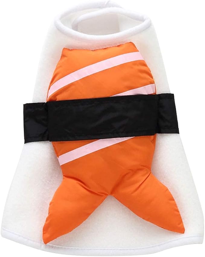 Halloween Fancy Fleece Dogs Cats Warm Costumes Coat Shrimp Sushi for Teddy, Pug, Chihuahua, Shih Tzu, Yorkshire Terriers, Papillon V-Sushi M
