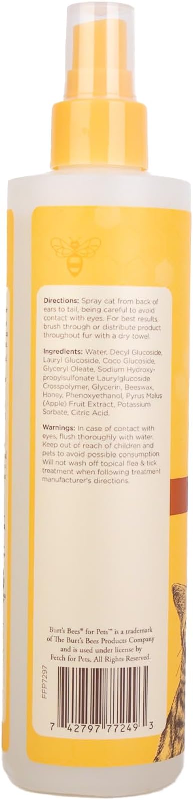 Burt's Bees for Pets Waterless Cat Shampoo Spray, No-Rinse Cat Dry Shampoo with Shea Butter & Honey for Gentle Cleaning Between Baths, pH Balanced, No Harsh Detergents, 10 Fl Oz - 6 Pack