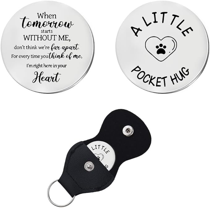 Xiyantiji Memorial Gifts for Loss of Dog Cat Leather Pocket Hug Keychain Remembrance Bereavement Gifts for Pet Owner Friends