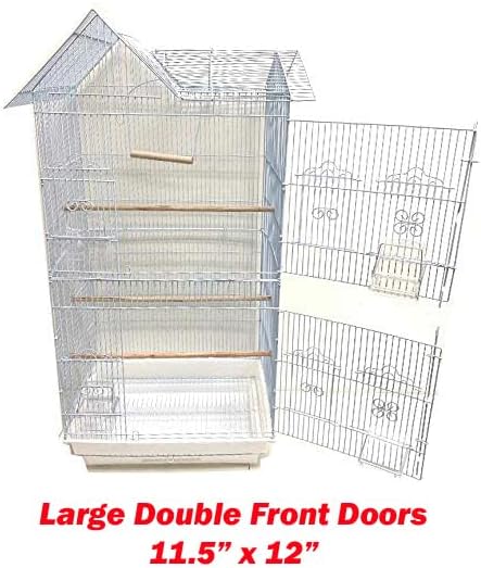Large Roof Top Bird Flight Cage Home Canary Parakeet Cockatiel Lovebird Finch with Rolling Stand
