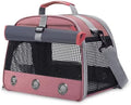Portable Foldable Transparent Pet Travel Backpack – Oxford Fabric Design with Ventilated Windows, Lightweight and Comfortable Carrier for Birds, Small Reptiles, and Exotic Pets (Pink)
