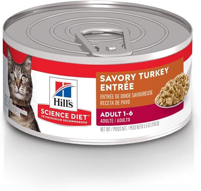 Hill's Science Diet Adult 1-6, Adult 1-6 Premium Nutrition, Wet Cat Food, Turkey Minced, 5.5 oz Can, Case of 24