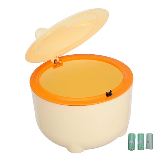 Happyyami 1set Sealed Cat Litter Trash Can Lid Waste Bags Included Easy to Maintain Pet Waste Container Odor Prevention Design for Home Use