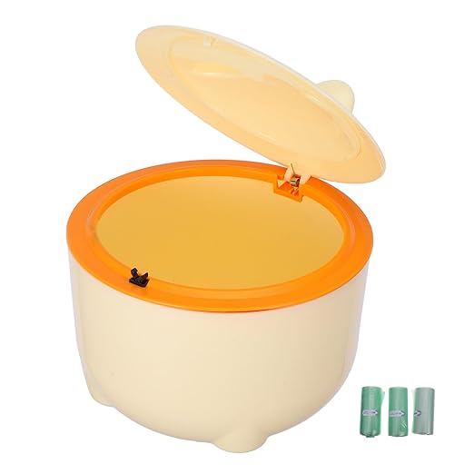 Cat Litter Trash Can with Lid and Odor Seal, Portable Mini Waste Bucket with 90 Garbage Bags, Plastic Airtight Pet Poop Disposal Bin for Bathroom and Home Use