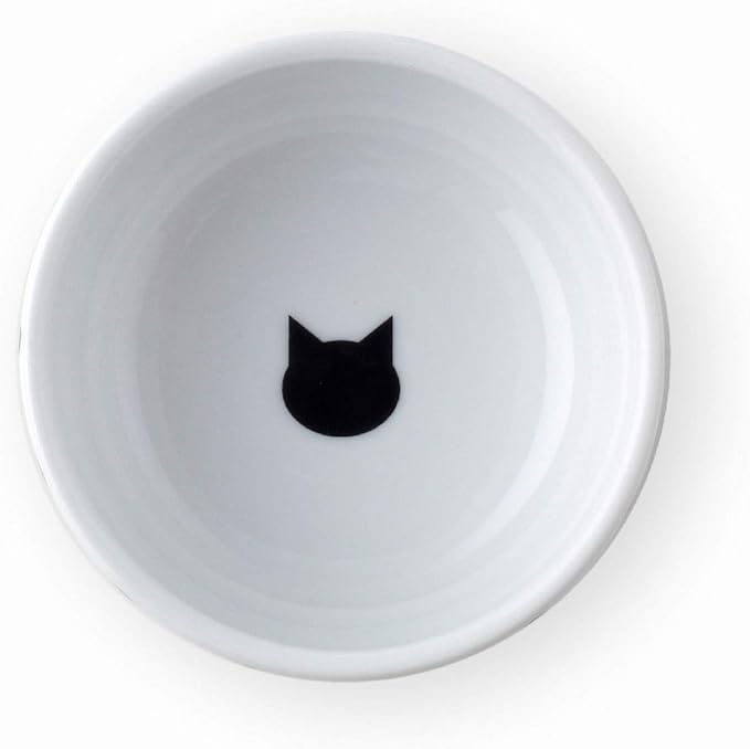 Necoichi Raised Cat Food Bowl – Ceramic Elevated Cat Bowl for Whisker & Neck Fatigue, Dishwasher Microwave Safe – Non-Slip & Anti Vomiting Ergonomic Design (Dots, Mini)