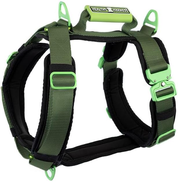 Ultimate Urban Premium Dog Harness - No Choke/Pull/Escape Dog Harness with Adjustable Padding, Heavy Duty, Easy On/Off, High Strength Buckles, Emergency Handle and 3 Connect Points (Green, XS)