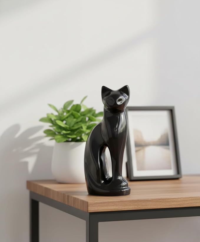 Cat Urns for Ashes - Pet Memorial Cat Urn Cat Memorial Gift, Pet Urn for Cat Ashes Keepsake Pet urns for Cats Ashes, Pet Ashes Urn, Pet Cremation Urn (Black)