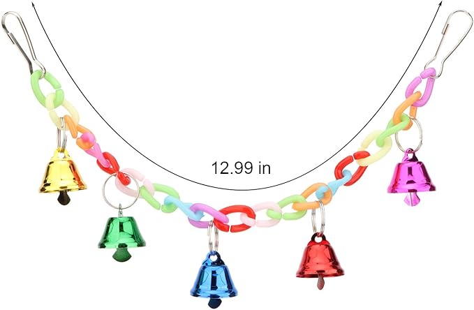 Hypeety Parrot Chew Toys Swing Colorful Bells Chandelier Bird Hanging Toy Parrot Cage Craft Toys Cages African Grey Conure Cockatiel Swing Bell