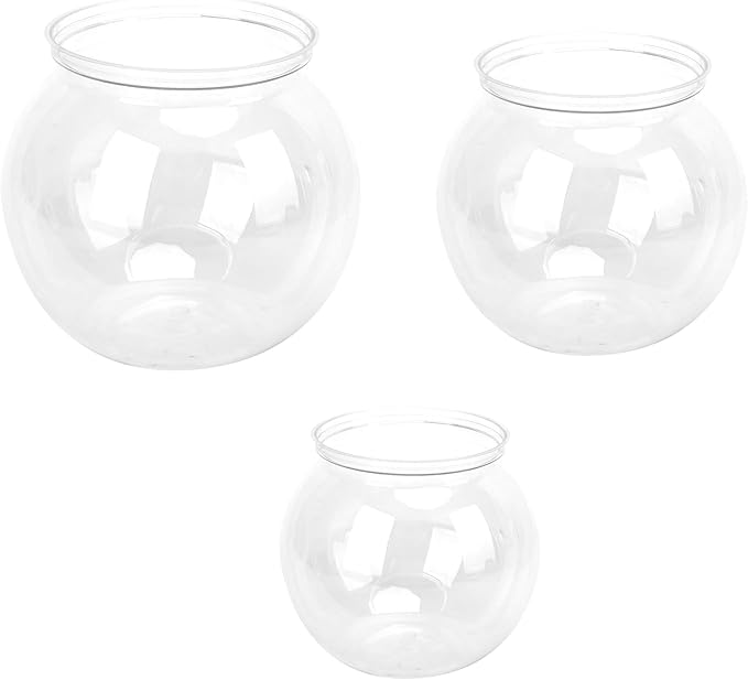 Small Fish Tank,Plastic Bubble Bowl Transparent Plastic Impact Resistant Plastic Gallon Fish Bowl Decor for Desk Bookshelf(S)