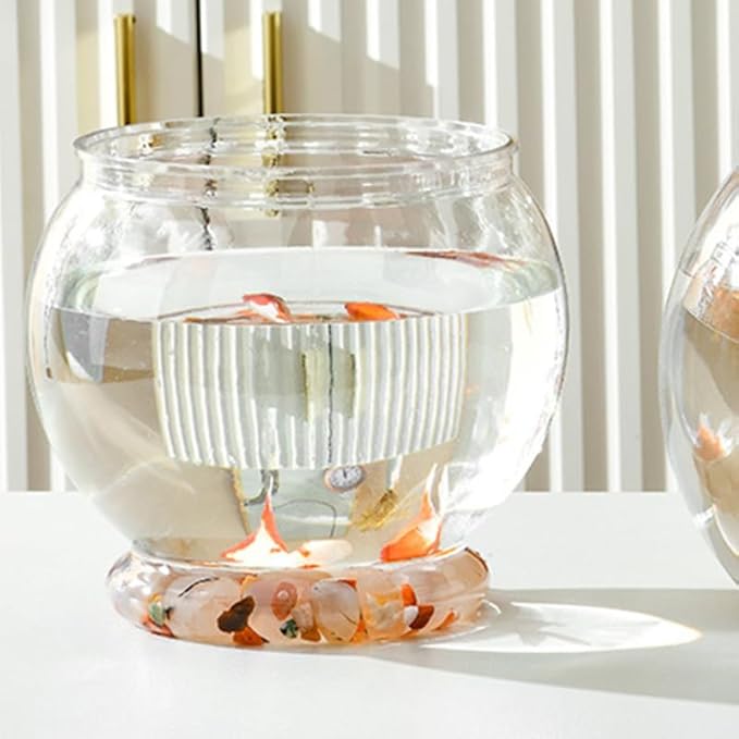 Healifty Tabletop Fish Bowl 5.90 Inch Clear Plastic Globe Fish Tank Mini Aquarium for Office Desk Decor and Feeding Container