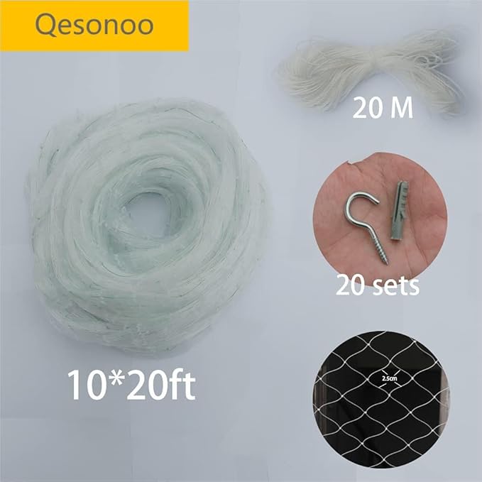 Cat Anti-Fall Fence Nets - Transparent Nylon Pet Mesh Fence for Balcony, Window, Stairs (10*33ft)