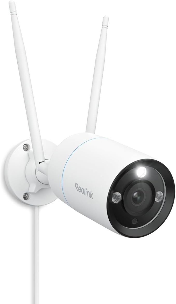 REOLINK 4K Home Security Camera, 2.4/5GHz WiFi Outdoor Camera, Plug-in Power (DC 12V/1A), Human/Vehicle/Pet Detection, Color Night Vision, Two-Way Talk, 24/7 Recording, IP67 Waterproof, RLC-810WA