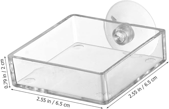 GANAZONO 6pcs Reptiles Food Dishes Feeder Bowls Square Dishes Trays Fish Tank Suction Cups Shrimp Feeder Aquarium Accessories